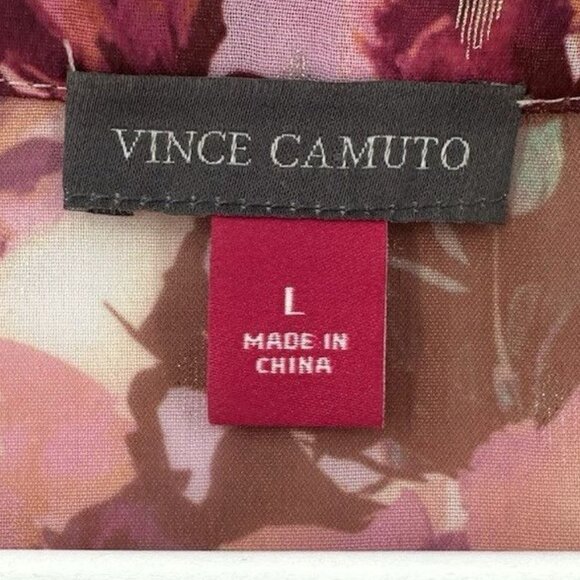 Vince Camuto Pink Purple Floral-Print Flutter-Sleeve Blouse Size L Boho AC35 - Picture 9 of 10